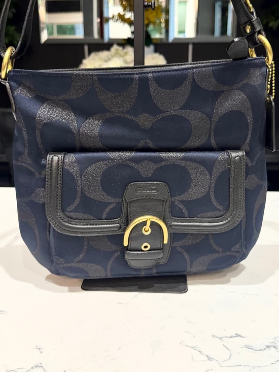 Coach Handbags - Coach Campbell metallic  Signature Crossbody Bag with Front Buckle Pocket